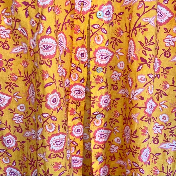 Talbots Climbing Jacobean Orange Floral Button Down - Picture 4 of 7